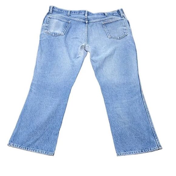 Rustler Mens 1970s Boot Cut Blue Jeans Medium Wash Denim Cotton USA 42x30 West - Picture 2 of 13